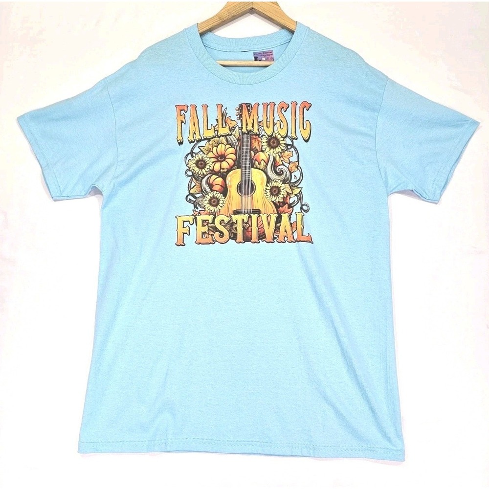 Fall Music Festival Seasonal Flower Art Shirt Size Large‎ Guitar Fun Gift